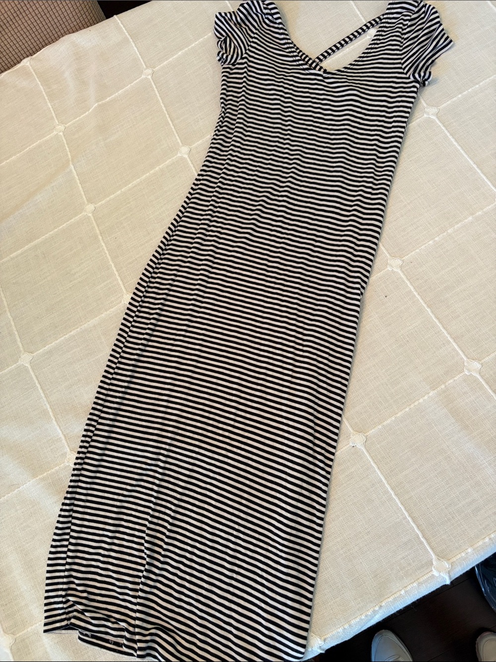 Hollister Black and White Striped Midi Dress